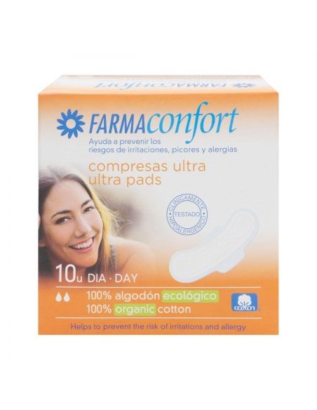 COMPRESAS 100% ALGODÓN FARMACONFORT ULTRAFINAS DIA ALAS 10 U