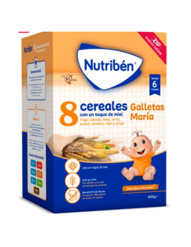 NUTRIBEN 8 CEREALES Y MIEL GALLETAS MARIA 600 G
