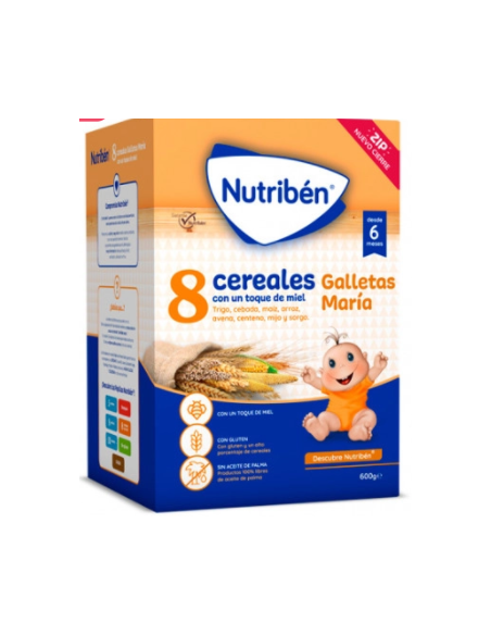 NUTRIBEN 8 CEREALES Y MIEL GALLETAS MARIA 600 G