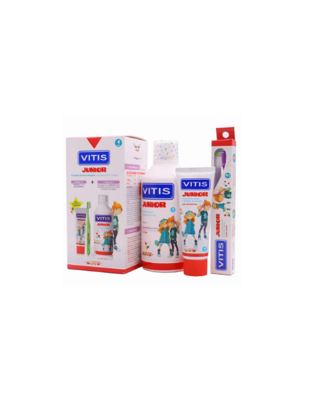 VITIS JUNIOR PACK PROMOPROCIONAL 1 COLUTORIO 50 ML + 1 ENVASE GEL DENTIFRICO 75 ML + 1 CEPILLO