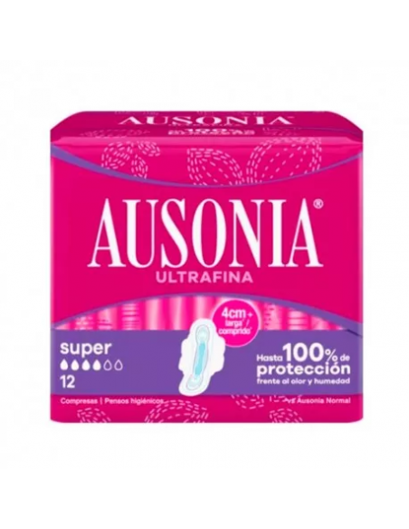 COMPRESAS HIGIENICAS FEMENINAS AUSONIA AIRDRY SUPER ALAS 12 U