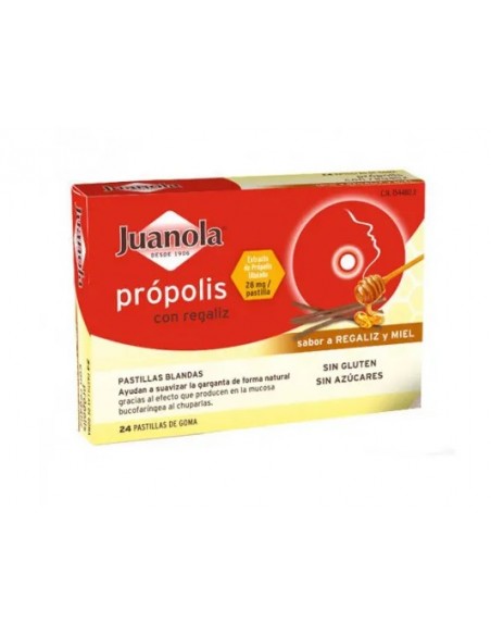 JUANOLA PROPOLIS PASTILLAS REGALIZ Y MIEL 24 PASTILLAS