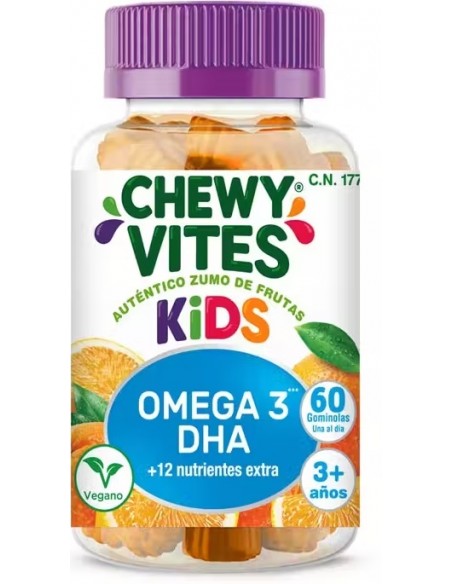 CHEWY VITES NIÑOS OMEGA 3  MULTIVITAMINAS Y MINERALES 60 OSITOS SABOR NARANJA