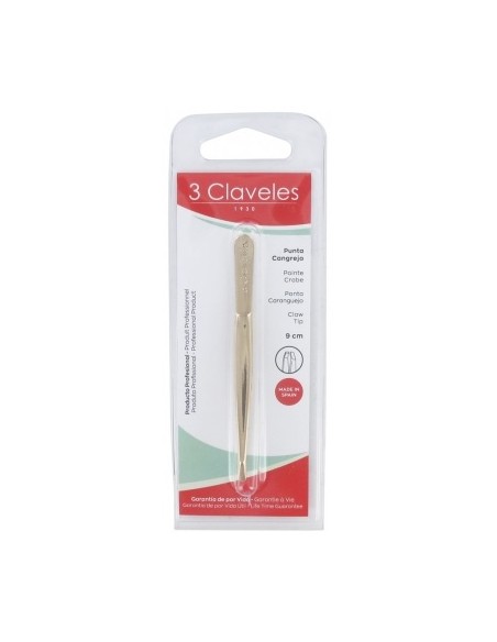 PINZAS DEPILAR 3 CLAVELES CANGREJO 9 CM DORADA