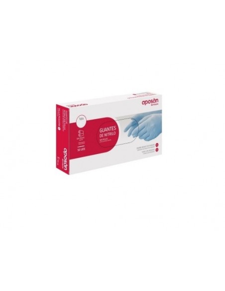 GUANTES DE NITRILO SIN POLVO APOSAN TALLA L 50 UNIDADES