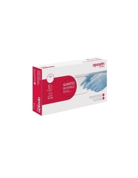 GUANTES NITRILO SIN POLVO APOSAN TALLA S 50 UNIDADES