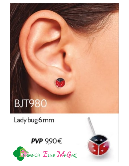 PENDIENTES BIOJOUX ACERO QUIRÚRGICO 316L LADY BUG 6 MM