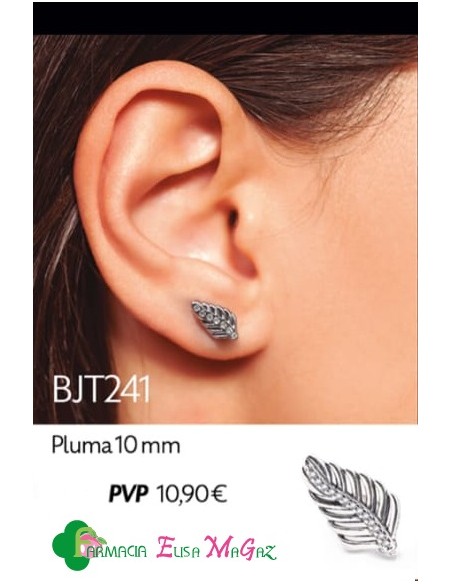 PENDIENTES BIOJOUX ACERO QUIRÚRGICO 316L PLUMA 10MM