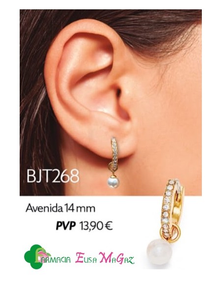 PENDIENTE BIOJOUX  5ª AVENIDA ACERO QUIRÚRGICO 316L 14 MM CHAPADO ORO 24K