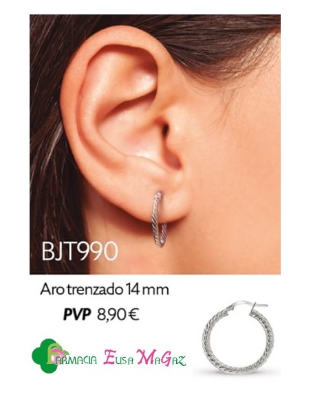 PENDIENTE BIO JOUX ACERO QUIRÚRGICO 316L ARO TRENZADO 14MM