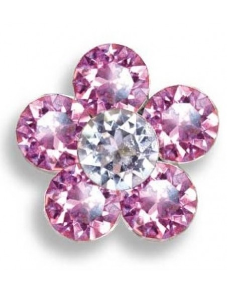 PENDIENTES BIOJOUX FLOR 6 CRISTALES ROSA-BLANCO 6MM