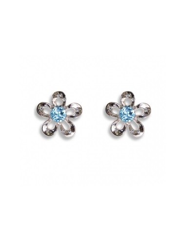 PENDIENTES BIOJOUX FLOR CRISTAL AGUAMARINA 7MM