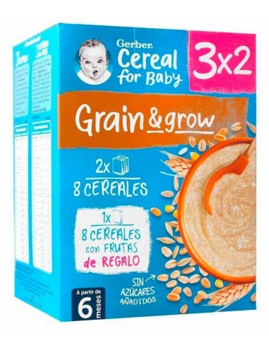 GERBER 8 CEREALES + 8 CEREALES CON FRUTAS 3...