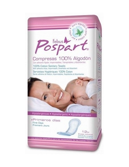 COMPRESAS HIGIENICAS FEMENINAS POSPARTO INDASEC 12 UNIDADES