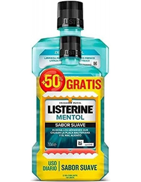 LISTERINE MENTOL SUAVE 500+250ML