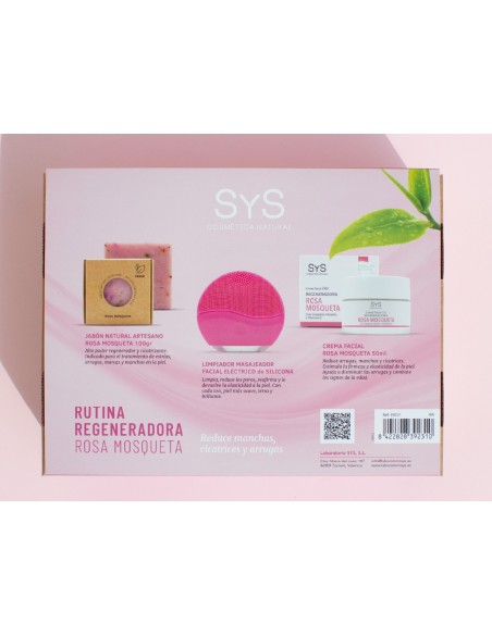 PACK SYS RUTINA REGENERADORA ROSA MOSQUETA JABON 100GR + MASAJEADOR + CREMA50ML