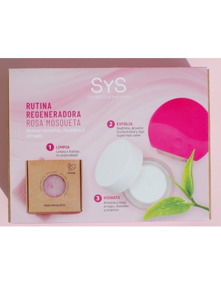 PACK SYS RUTINA REGENERADORA ROSA MOSQUETA JABON 100GR + MASAJEADOR + CREMA50ML