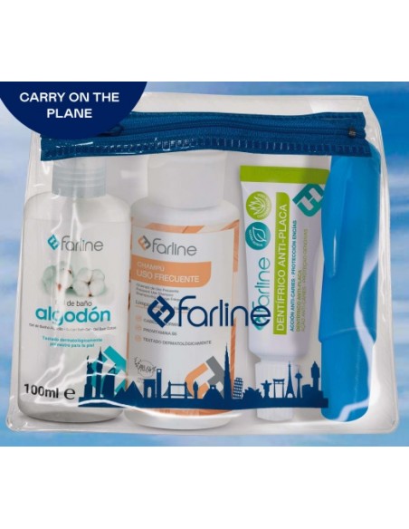 FARLINE NECESER VIAJE DENTRIFICO 30ML + CEPILLO + CHAMPU 100ML + GEL100ML