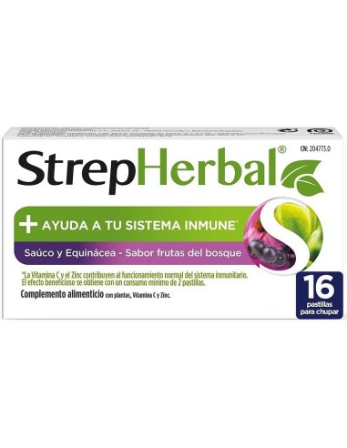 STREPHERBAL 16 PASTILLAS PARA CHUPAR SABOR...