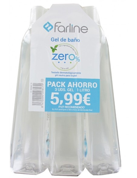 FARLINE TRIPLO GEL DE BAÑO ZERO% 3 UNIDADES DE 1 LITRO