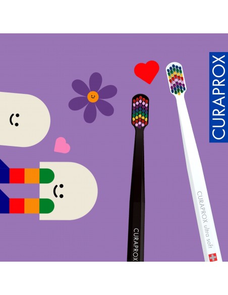 EDICION LIMITADA DUPLO CEPILLOS CURAPROX 5460 ULTRA SOFT CAPRISTO HAPPY LIL TEETH ARCOIRIS