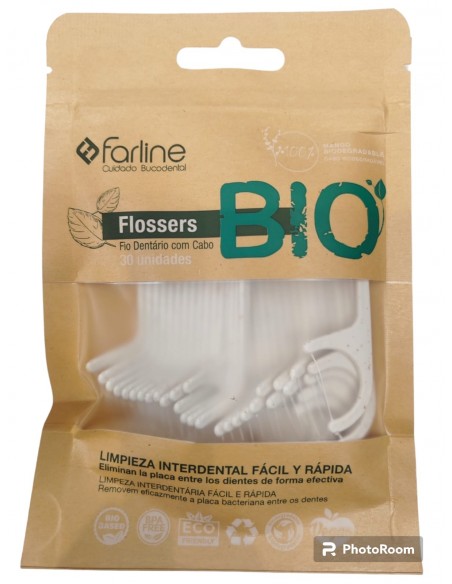 CEPILLO INTERDENTAL FARLINE FLOSSERS DENTALES BIO 30 UNIDADES
