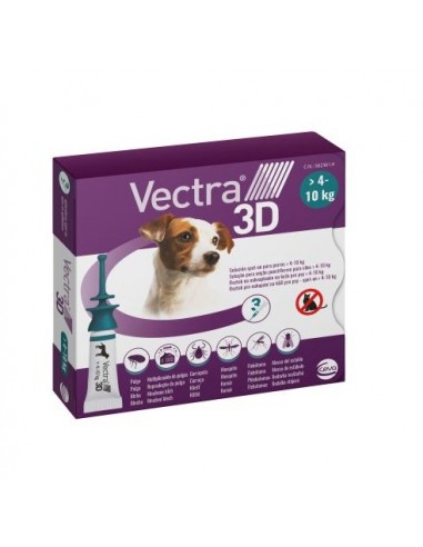 VECTRA 3D PERRO 4-10 KG 3PIPETAS ANTIPARASITARIAS