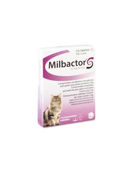 MILBACTOR 16 MG/40MG 4 COMPRIMIDOS