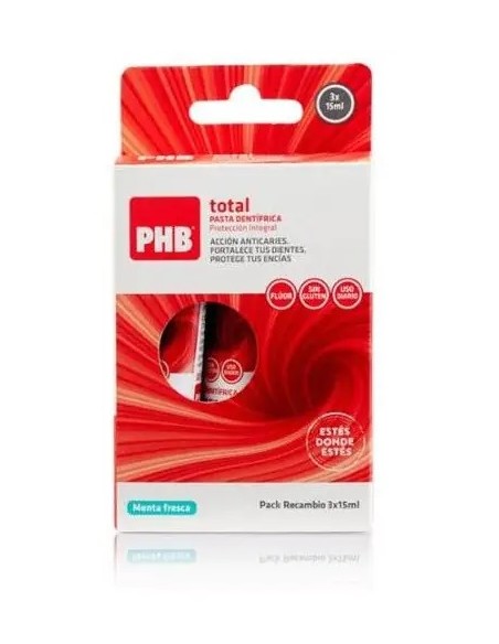 PHB PACK TOTAL PASTA DENTAL RECAMBIO 15 ML 3 U