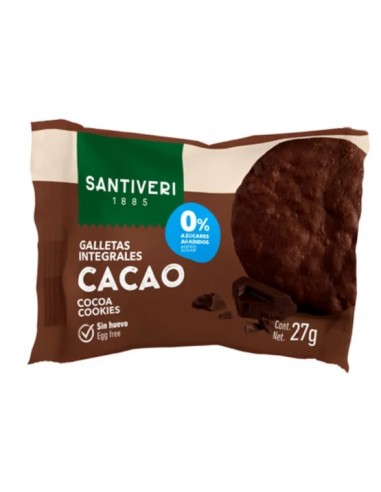 GALLETAS INTEGRALES CACAO SANTIVERI 3 UNIDADES 27G