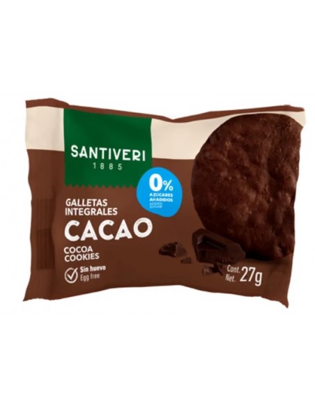 GALLETAS INTEGRALES CACAO SANTIVERI 3 UNIDADES 27G