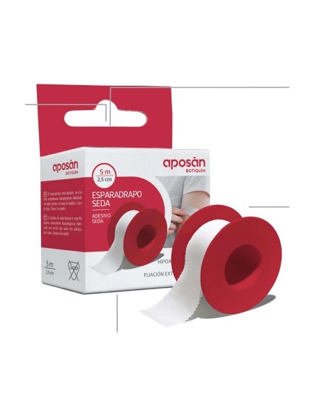 ESPARADRAPO HIPOALERGICO APOSAN BOTIQUIN SEDA 1 UNIDAD 5 M X 2,5 CM
