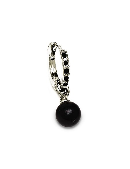 PENDIENTE ACERO QUIRURGICO BIOJOUX BROOKLIN PERLA NEGRA 18MM