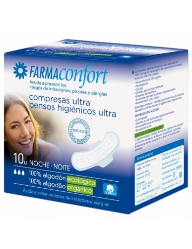 COMPRESAS FARMACON ILTRA NOCHE ALAS 10 UNIDADES