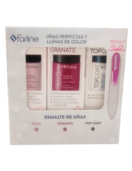 FARLINE PACK ESMALTE UÑAS 3 UNIDADES + LIMA