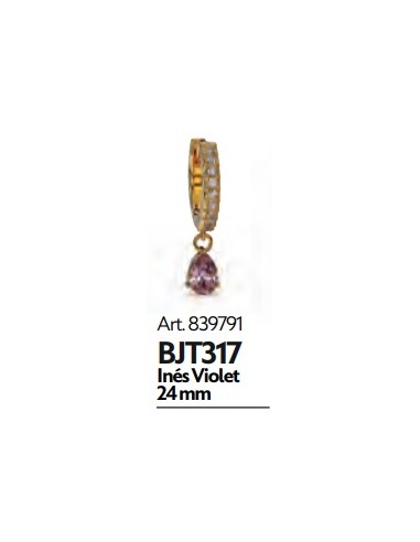 PENDIENTE ACERO QUIRURGICO BIO JOUX INES VIOLET...