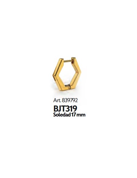 PENDIENTE ACERO QUIRURGICO BIO JOUX SOLEDAD 17MM CHAPADO ORO 24K