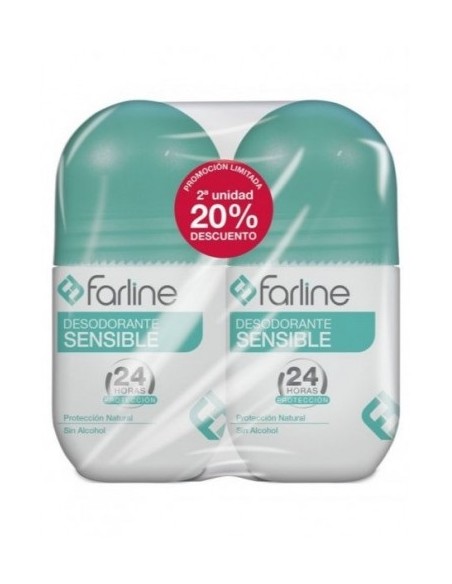 DUPLO DESODORANTE SENSIBLE FARLINE ROLL-ON  SIN ALUMINIO 24H 2X 50ML