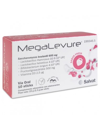 MEGALEVURE 10 STICKS SABOR FRESA