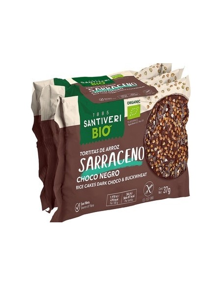 SANTIVERI TORTITAS DE ARROZ SARRACENO CHOCO NEGRO 6 UNIDADES