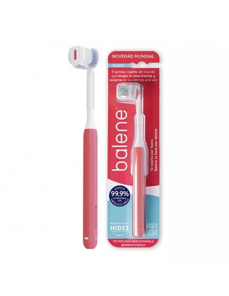 CEPILLO DENTAL ADULTO BALENE 1 UNIDAD MEDIO COLOR CORAL