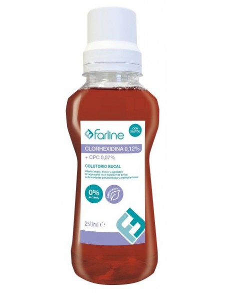FARLINE COLUTORIO CLORHEXIDINA 0,12% + CPC 0,07% CON XILITOL 1 ENVASE 250 ML SABOR MENTA