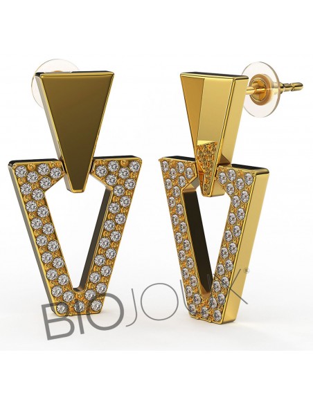 PENDIENTE ACERO QUIRURGICO BIO JOUX EMILY 23MM CHAPADO ORO 24K