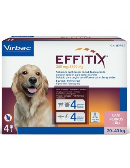 EFFITIX PERROS GRANDES 20-40KGS SOLUCION SPOTON 4 PIPETAS 44 ML