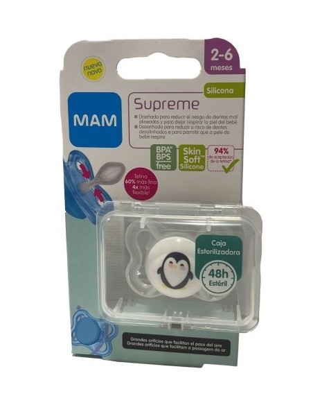 CHUPETE SILICONA SIMETRICA MAM SUPREME 2 - 6 MESES MATT N 1 UNIDAD