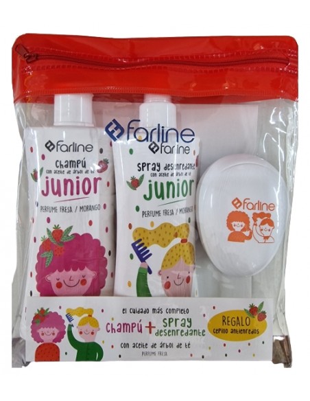 FARLINE PACK ARBOL TE OLOR FRESA SPRAY DESENREDANTE + CHAMPU  250 ML + PEINE DE REGALO