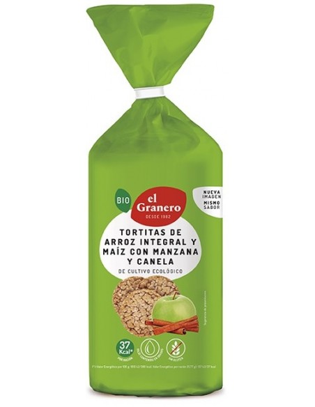 TORTITAS DE ARROZ Y MAIZ CON MANZANA Y CANELA EL GRANERO