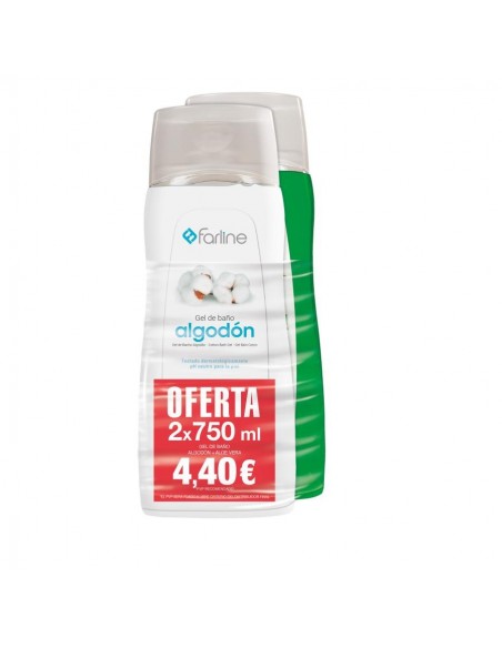 GEL DE BAÑO 2 UNIDADES ALGODON Y ALOE VERA 750ML