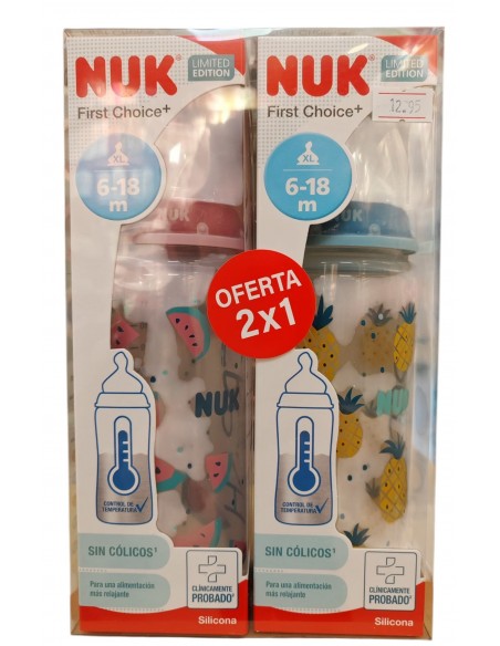 PACK BIBERONES NUK 6-18M BOCA ANCHA 360ML