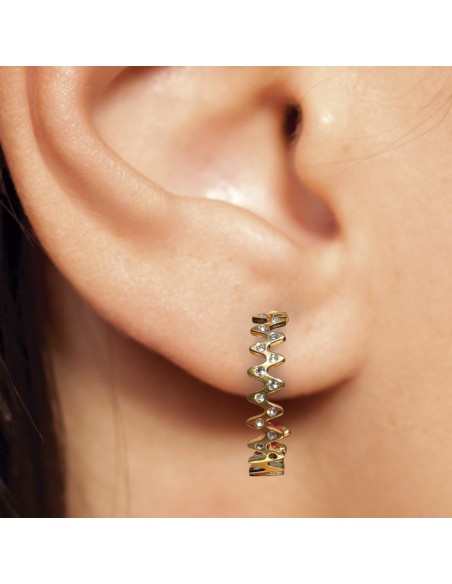 PENDIENTES PRIM PERNO EN ACERO QUIRURGICO SARIEL 30 MM CHAPADO ORO 24K